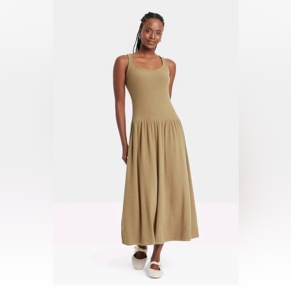 Women's Drop Waist Knit Midi Slip Dress